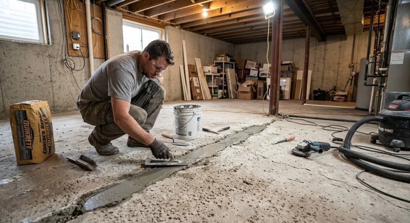 Cracked Basement Floor Repair in Columbus, OH